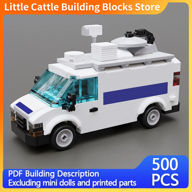 City Car Model MOC Building Bricks Classic White TV News Van Modular Technology Gifts Holiday Assemble Toys Suit Display