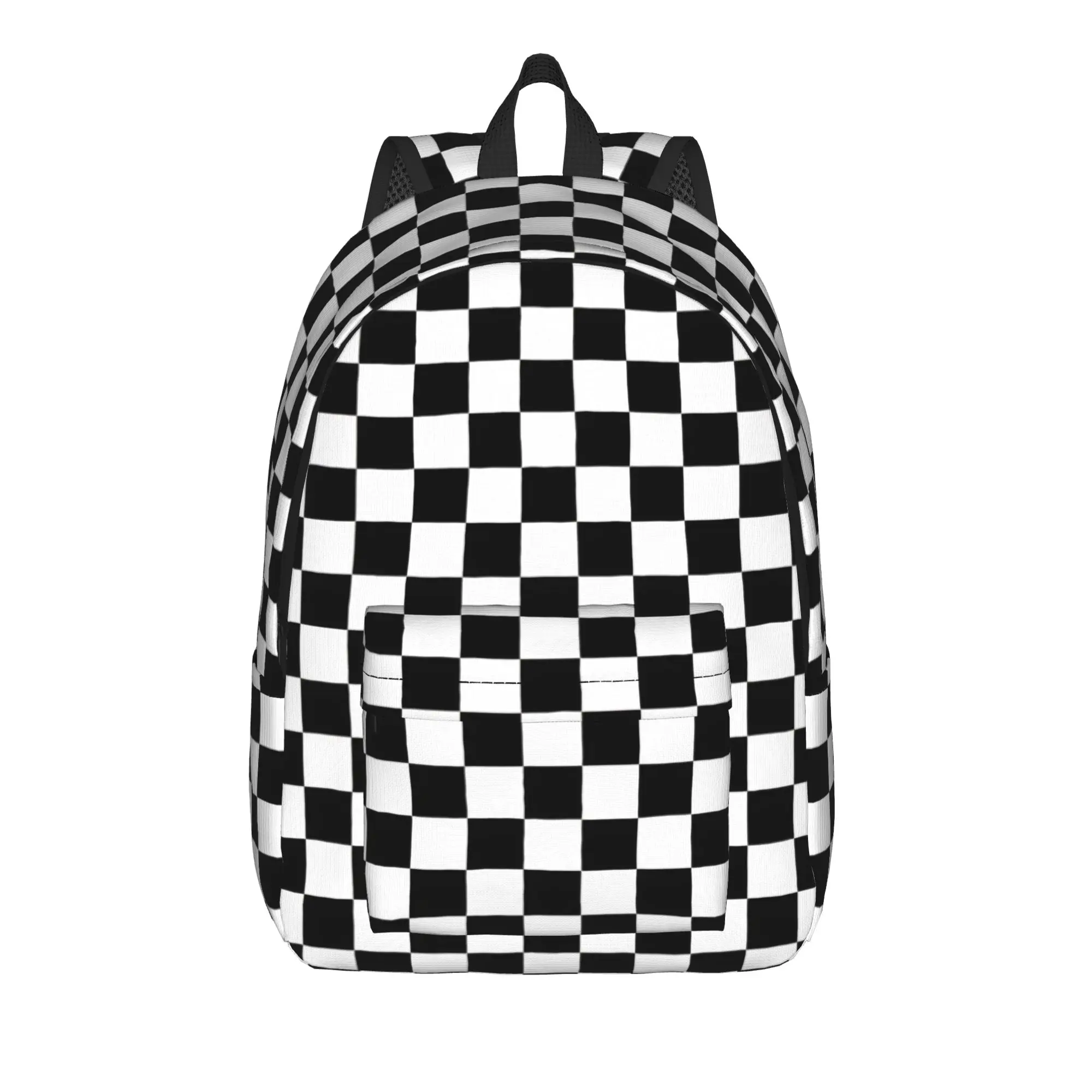 Monochrome Checkerboard Backpack  Hiking Backpacks Unisex Kawaii School Bags High Quality Large Rucksack