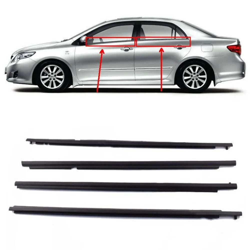 

4Pcs/set Car Door Outside Window Belt Molding Trim Weatherstrip For Toyota Corolla 2007 2008 2009 2010 2011 2012 2013 2014