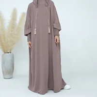 2024 vêtements pour femmes musulmanes mode été automne musulman à manches longues couleur unie longue Abaya Hijab robe caftan Abaya dubaï 4