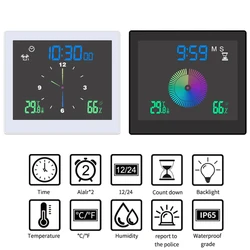 TS-WP10 5inch Digital Weather Station Electronic Thermometer IP65 Waterproof Temperature Humidity Meter Monitor Gauge Home Clock