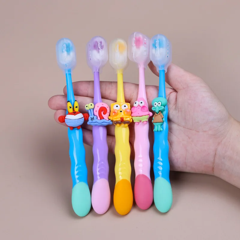 

Cute Cartoon Ten Thousand Hair Toothbrush For Children's Animated Character Styling Brush Handle Gift Protective Case Oral Care