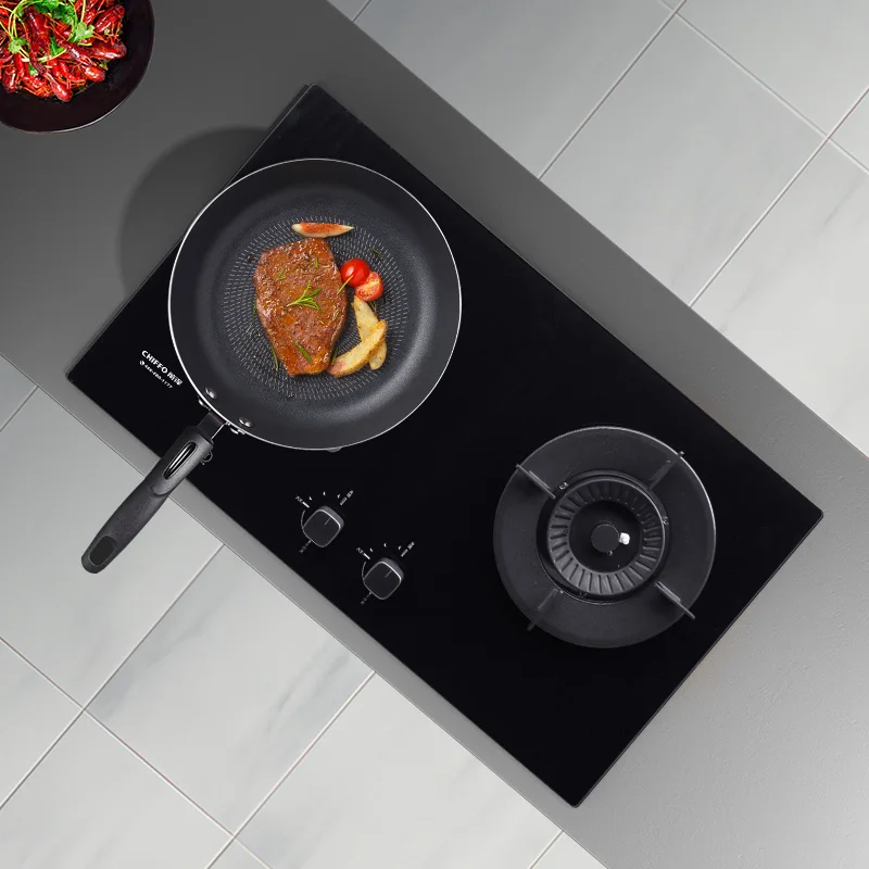 卸売ダブルバーナーガスストーブ強化ガラス黒 NG ガス炊飯器セラミック表面内蔵家庭用設置天然ガス