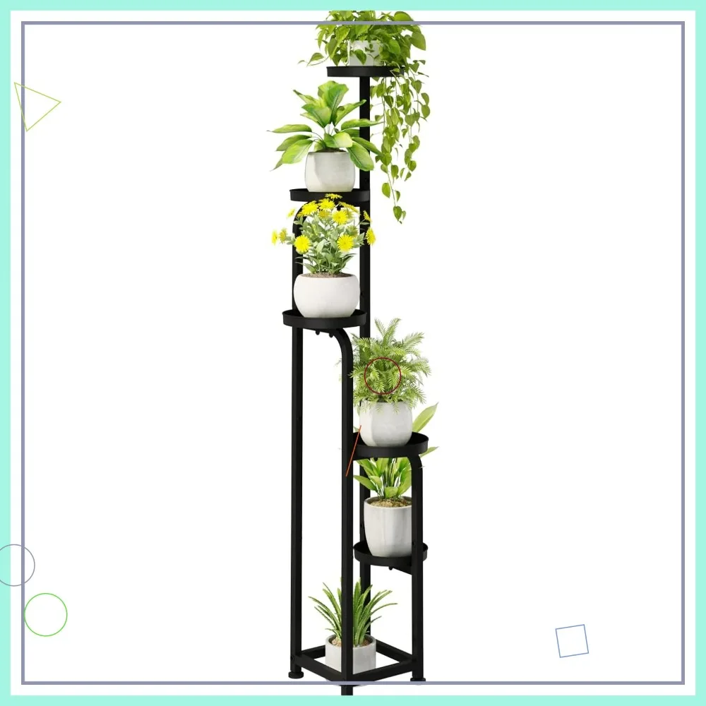 

5-ярусная металлическая подставка для растений для использования в помещении и на улице, прочная угловая полка для нескольких растений в патио, саду, гостиной