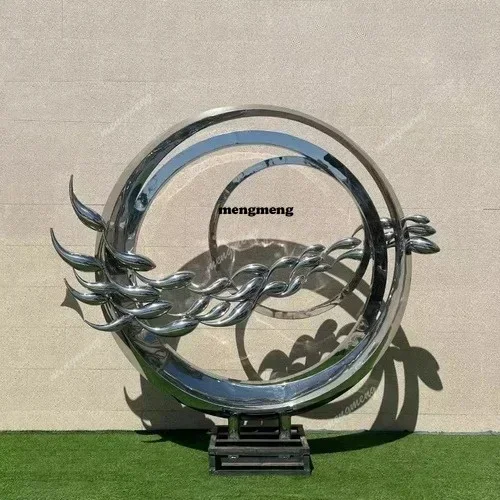 New arrive Custom stainless steel 304 moon ring sculpture large outdoor park city scenic spot iconic hollow light sculpture deco
