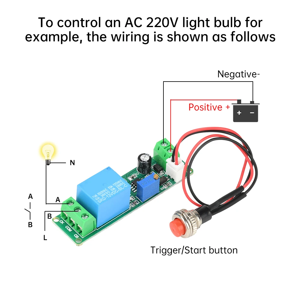 تيار مستمر 5-12 فولت قابل للتعديل الموقت تأخير إيقاف وحدة الخارجية دفع زر الزناد توقيت التتابع الوقت التبديل 1-10 ثانية تأخير إيقاف التبديل #3