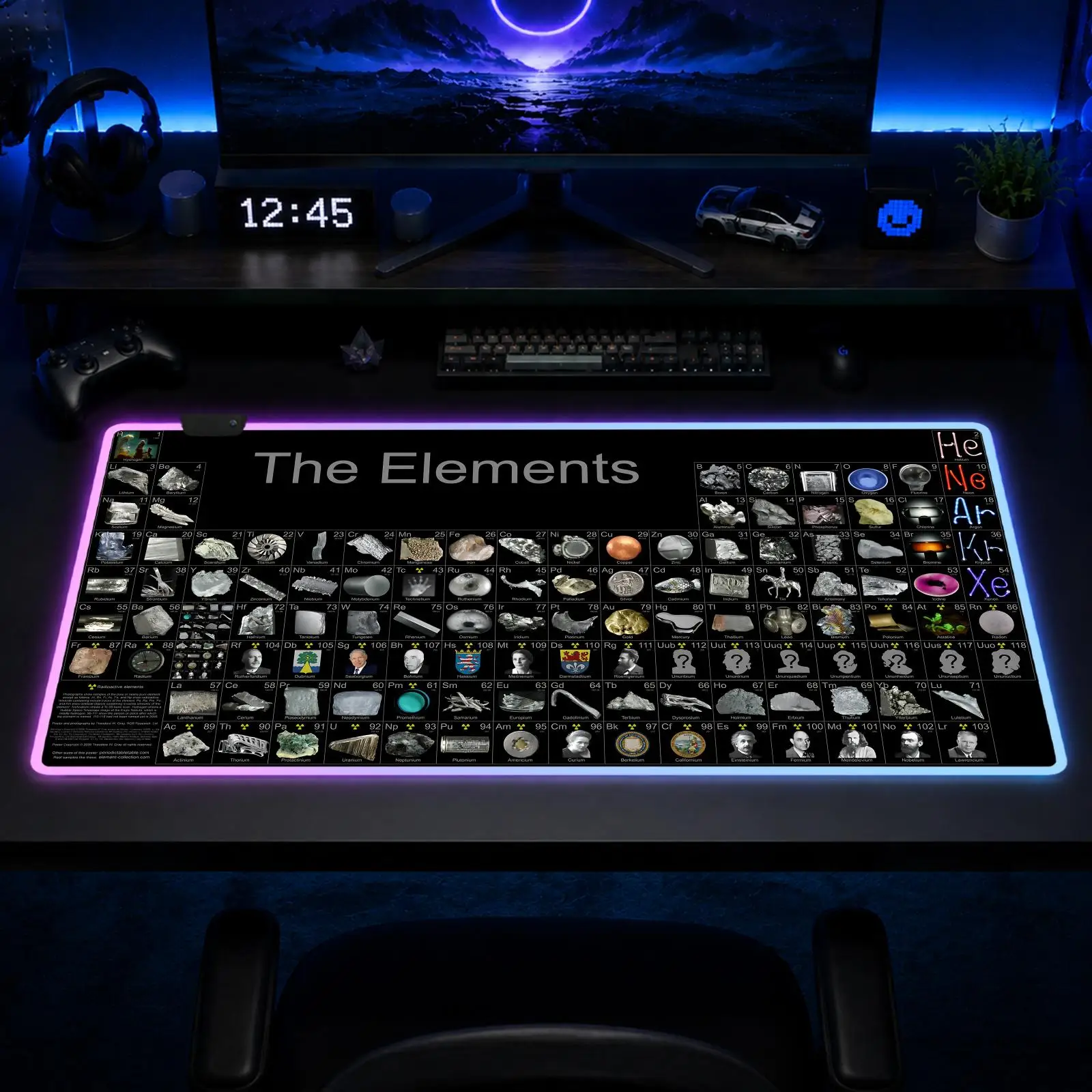 

Periodic Table Mouse Pad Gaming Anime Mouse Pad XXL RGB Desk Mats LED Table Pads Backlit Rubber Desktop