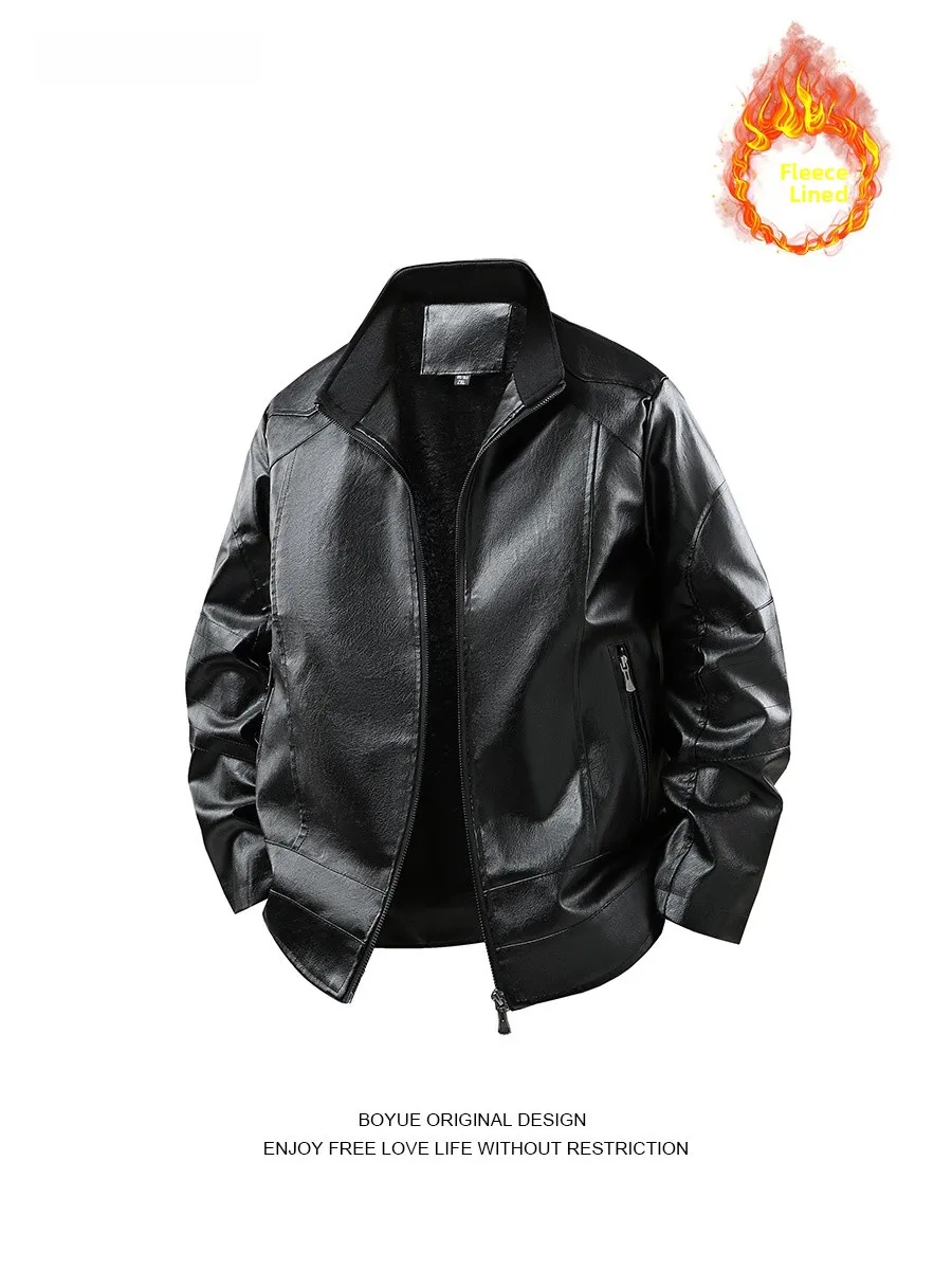 

Мужская кожаная куртка Boyue на подкладке, теплая ветрозащитная велосипедная модная легкая роскошная верхняя одежда на зиму