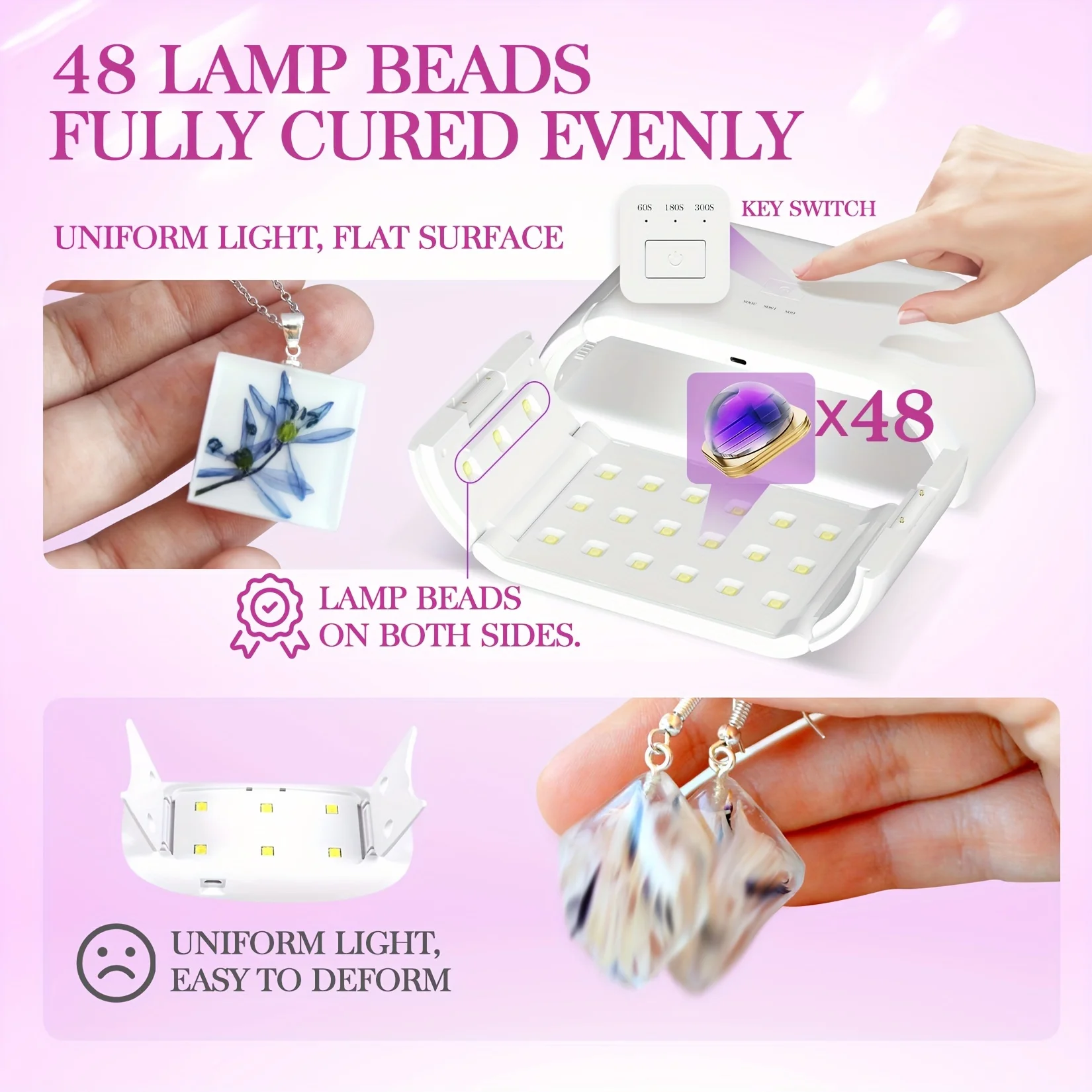 مزدوج الوجهين مصباح الأشعة فوق البنفسجية لعلاج الراتنج الولايات المتحدة التوصيل طوي المحمولة علاج سريع الأشعة فوق البنفسجية الراتنج مصباح لقالب الراتنج DIY بها بنفسك مجوهرات الزخرفية