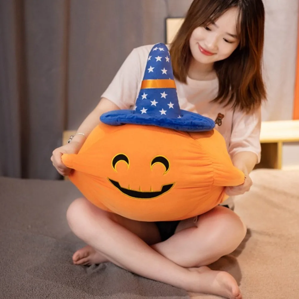 

Wearing Hat Pumpkin Demon Doll Stuffed PP Cotton Halloween Plush Toy Funny Soft Halloween Pumpkin Throw Pillow Festival Theme