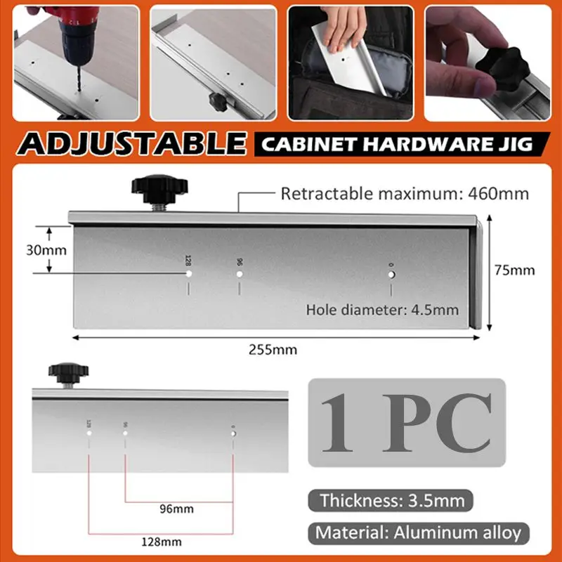 Pouso-®Ajustável Gabinete Hardware, Jig perfuração posicionador