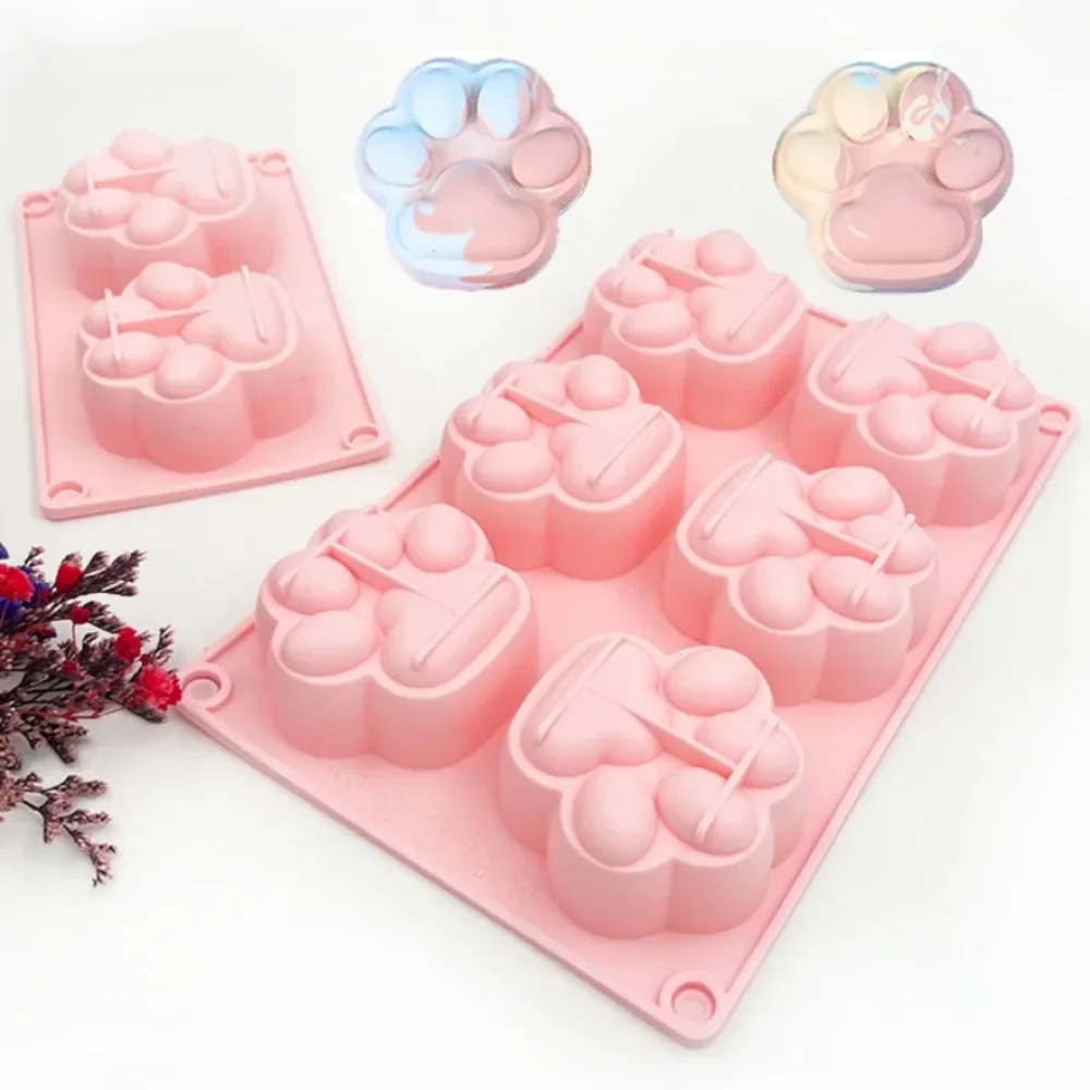 Multicavity Cat Paw Silicone Candle Mold DIY Animal Resin Plaster Mold Gypsum Aromatherapy Making Tool Handmade Gifts Desk Decor