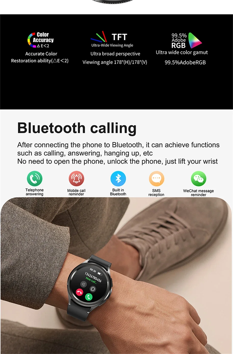 2026 Neue Watch 6 Classic Smartwatch für Damen, modisch, mit Bluetooth-Anruf, Sprachassistent, Gesundheitsüberwachung, kompatibel mit Android und iOS, Smartwatch für Herren – Detail 3