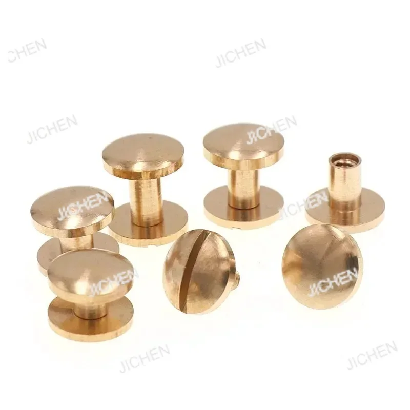 

10Pcs 4-20MM Solid Brass Plane Button Stud Screw Nail Rivet Screw Back Leather Belt for Sewing Handmade DIY Accessories Material
