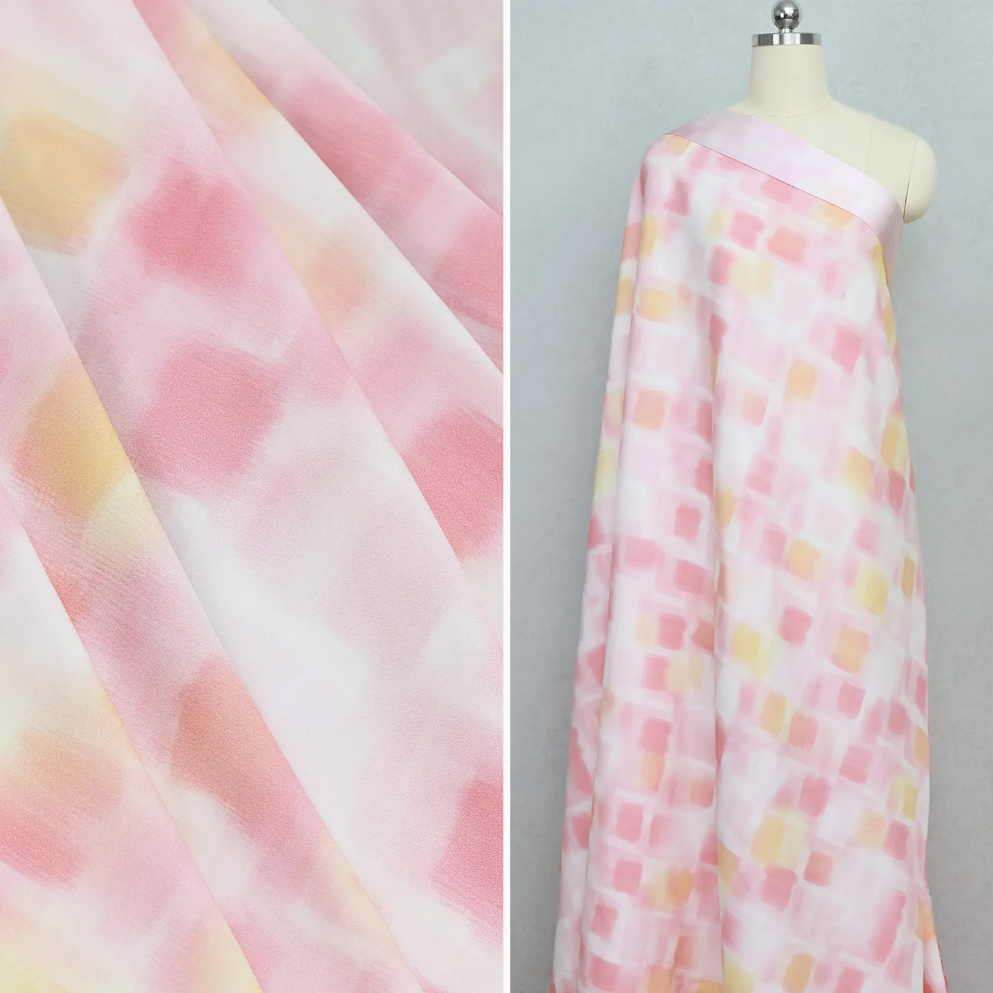 High Quality Gouache Plaid Real Silk Spandex Silk Satin Reverse Printed Silkworm Silk Fabric Clothing and Dress Fabric