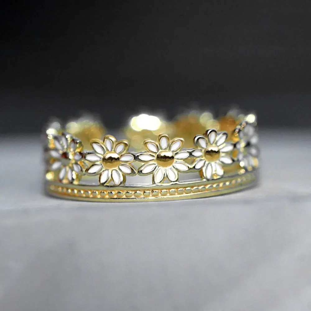 New high-end fresh flower ring from Europe and America, sweet daisy dropper, perfect for attending banquets with accessories