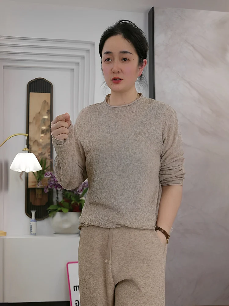 

Casual Long Sve Women's T-irt Wool Blend Base Layer Top Faionable Anti-aging Spring New Arrival Maa Xiang FSY5620