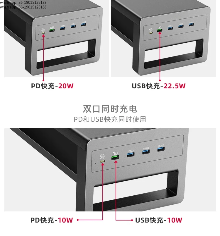 2026  Desktop Desktop USB Computer Monitor Height Rack Storage Metal Bracket Double Shelf