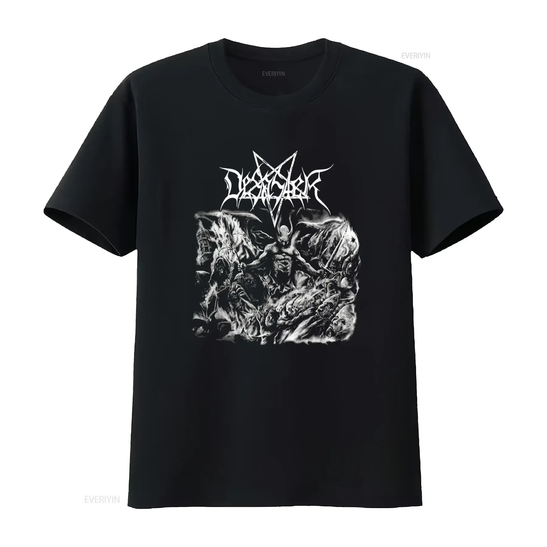 Desaster 666 Satans Soldiers Syndicate Destroyer Cruel Force Nifelheim T shirt Dark Metal Band Design for Men vintage Washed