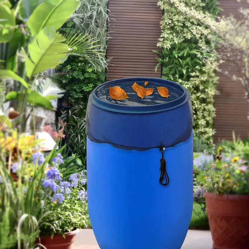Rain Barrel Screen High Quality Black Soft Leaf Guard Rain Tank Mesh Cover With Drawstring Perfect For Yard Lawn Gardens
