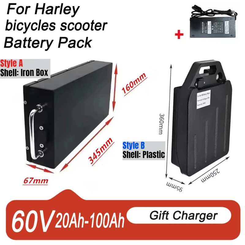 Air Fast Transportation New Full Capacity Power 60V 20Ah-50Ah Lithium Battery Pack 18650 Lithium Battery Suitable for 800W-1800W