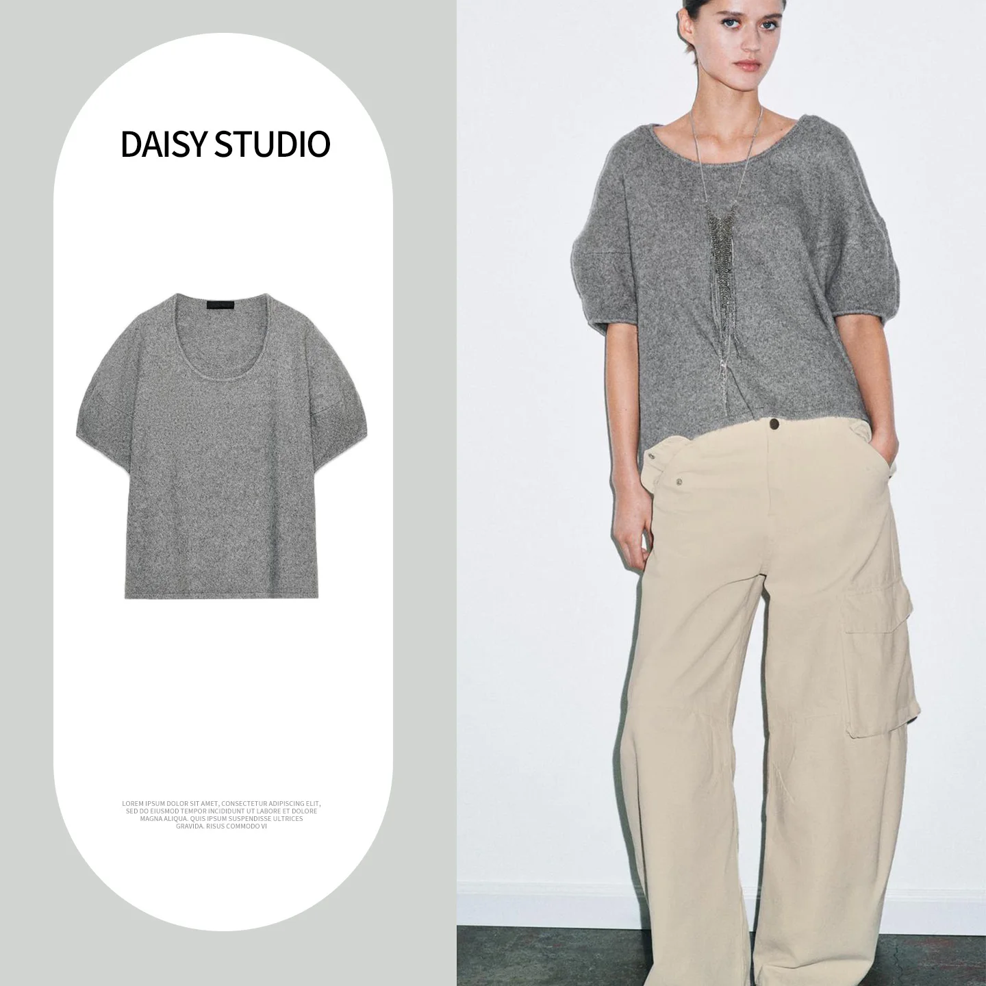 

Spring New Arrival Women's mat Sle ort Sve round Ne Loose Knitted Sweater Flat Needle Polyester Casual Cardigan