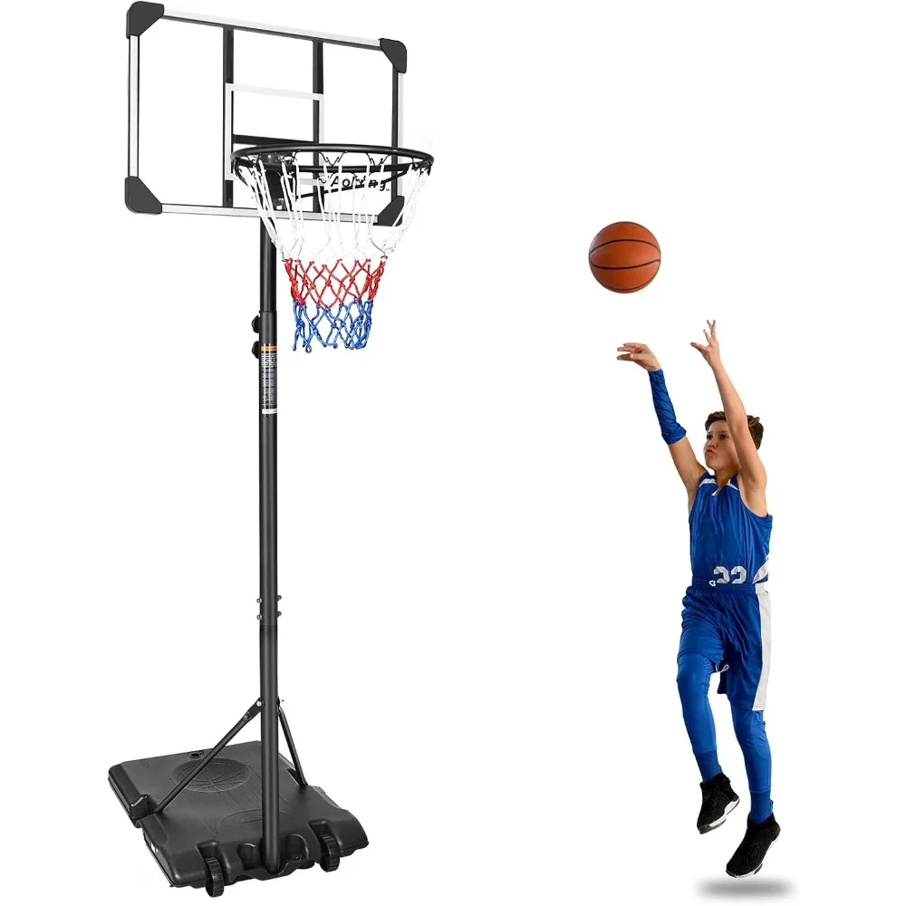 Przenośny system koszykówki dla młodzieży - regulowana wysokość od 1,47 do 2,35 m, tablica 28 cali, odpowiedni dla nastolatków i dzieci