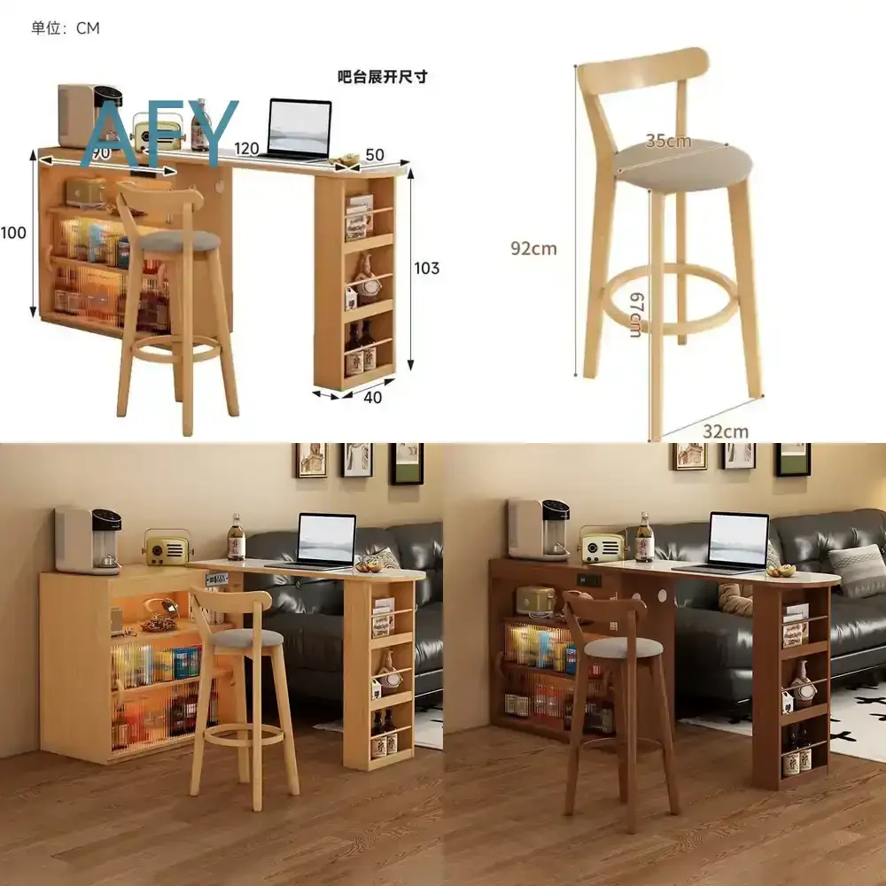 Multi-Functional Retractable Side Cabinet Table for Living Room Small Apartment Japanese Rock Slab Style Household Locker