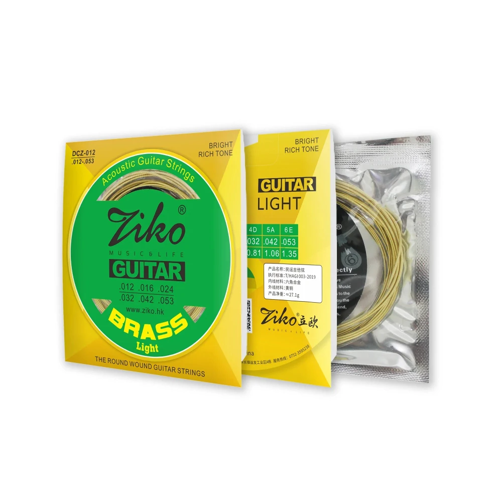 ZIKO DCZ-012 Acoustic Guitar Strings Rust Prevention Hexagonal Steel Core Copper Alloy Wound Guitarra Strings Folk Guitar Parts