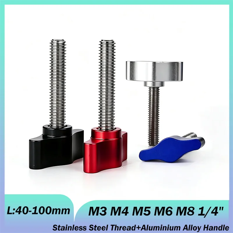 1pcs Thumb Screws T Type Hand Tighten Screw Handle Adjustable Butterfly Shape Screw for SLR Rail Rod Slider M3 M4 M5 M6 M8 1/4