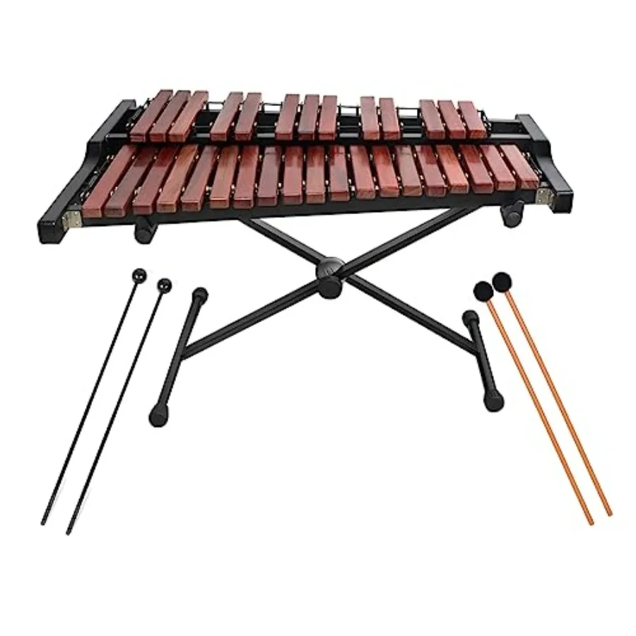 

Voodans 32 Note Xylophone Professional Wooden Glockenspiel Xylophone with Mallet and Adjustable Stand in Natural Wood Color for