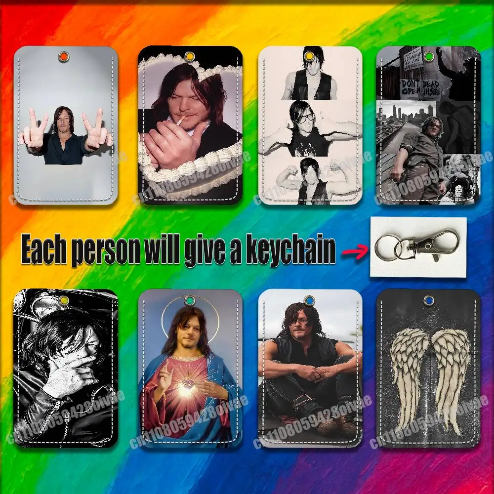 D-Daryl Dixon Etui na identyfikator, karty kredytowe, karty bankomatowe, karty miejskie, skórzany brelok