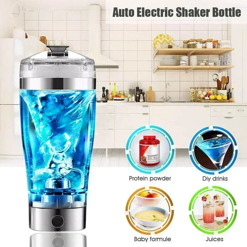 600ml Electric Protein Shake Stirrer USB Shake Bottle Milk Coffee Blender Kettle Sports and Fitness Charging Electric Shaker Cup