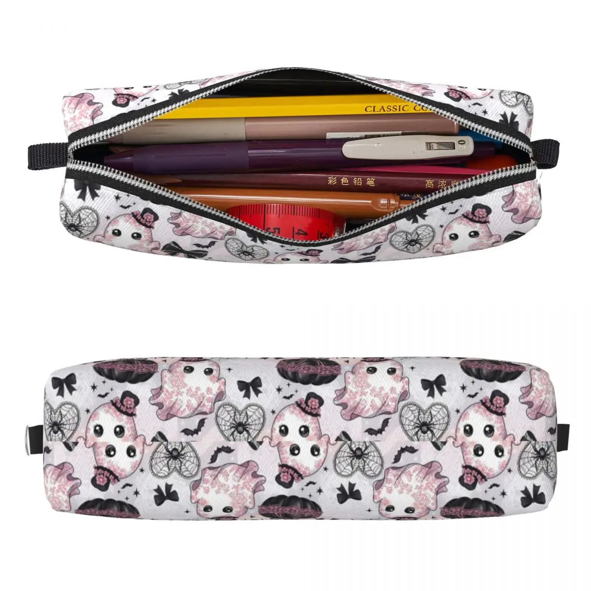 لطيف أشباح اليقطين Spiderwebs مقلمة حامل قلم الهالوين أكياس قلم رصاص للطلاب سعة كبيرة اللوازم المدرسية مقلمة