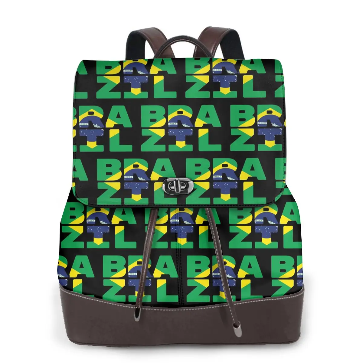 Brazil Flag Text Bookbag School Student Bags Hiking Travel Daypack for Women Fashion Derma Backpack
