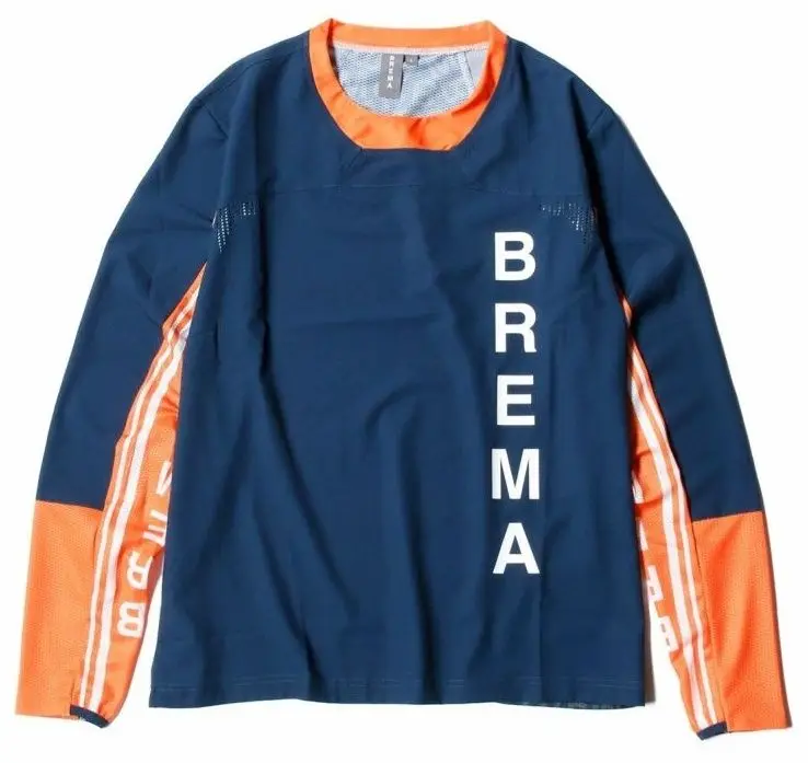 Men's  Long Sleeve Jersey Navy Blue with White Logo Print Breathable Mesh Quick-Dry for Cycling & Outdoor Sports MOTO