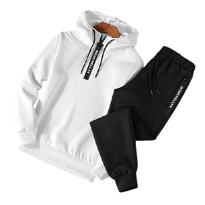 Conjunto de 2 peças de treino masculino, moletom, moletom e moletom, roupas masculinas, terno inferior jogger, conjunto de capuz pullover, 2022