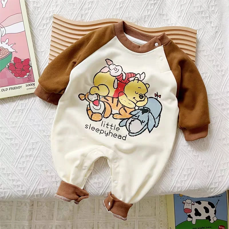 Spring/autumn Clothes Disney Cartoon Newborn Jumpsuit Long Sleeve One-piece Sleepwear Toddler Costume Cotton Infant Bodysuits