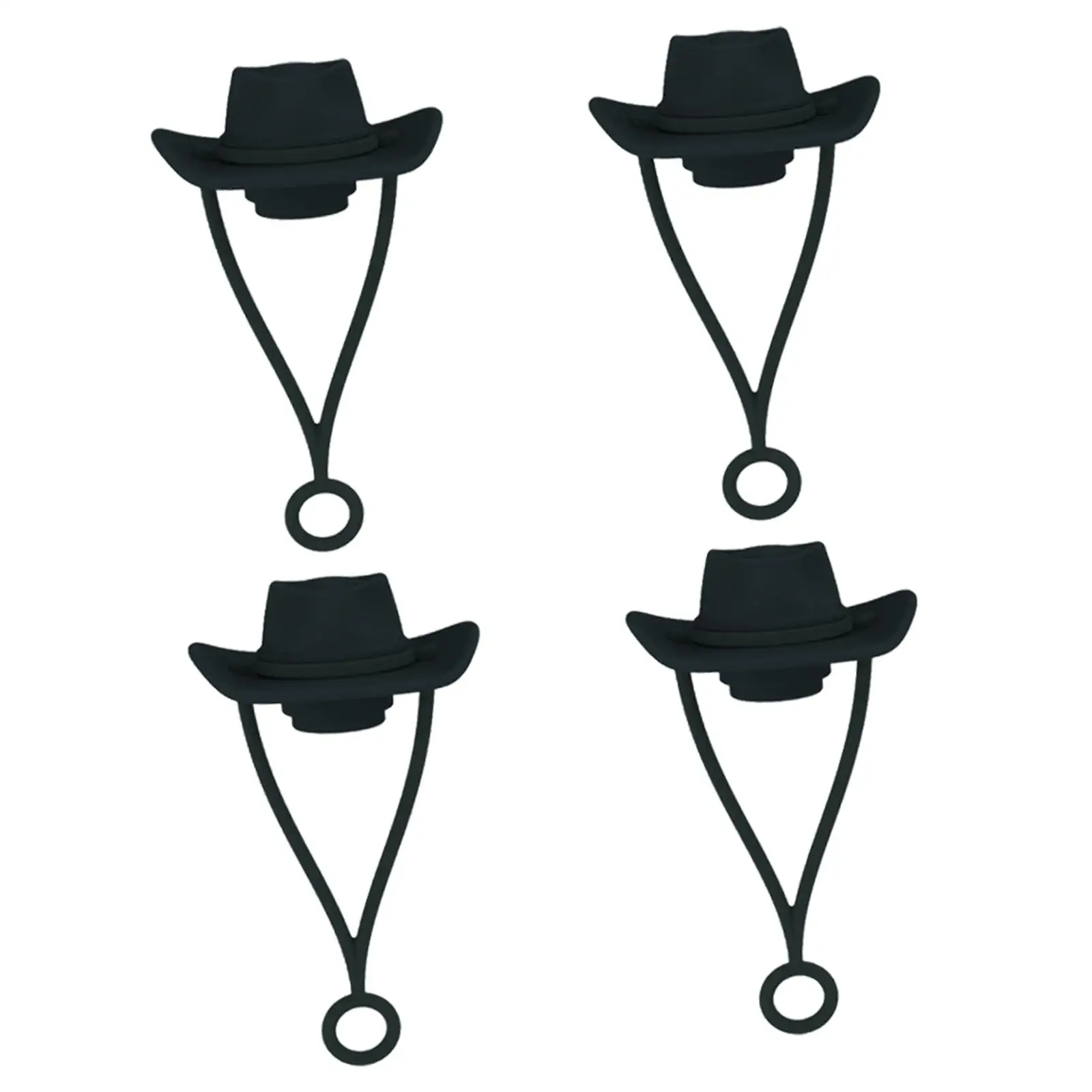 4 Pieces Silicone Straw Tips Cover Funny Airtight Seal Splashproof Cowgirl Hat Straw Topper for Kids Adults Party Favors Gifts