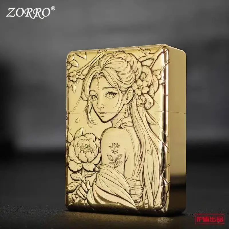 ZORRO 912S Heavy Armor Brass Trench Lighter 3D Relief Oil Lighter Windproof Refillable Engraved Collectible Gift for Men 210g