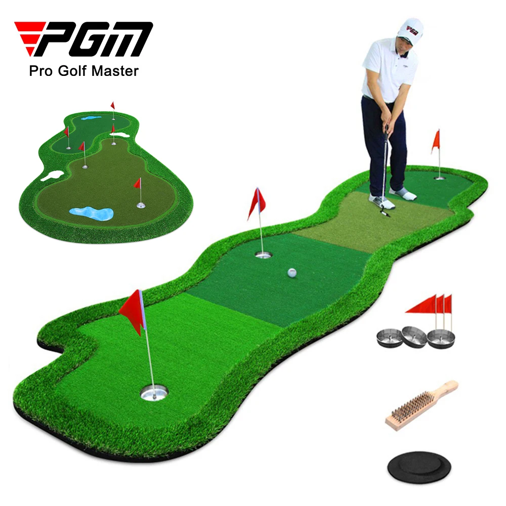Artificial Grass 18 Hole Putting Green, Indoor Outdoor Golf Practice Mat, PGM Compatible