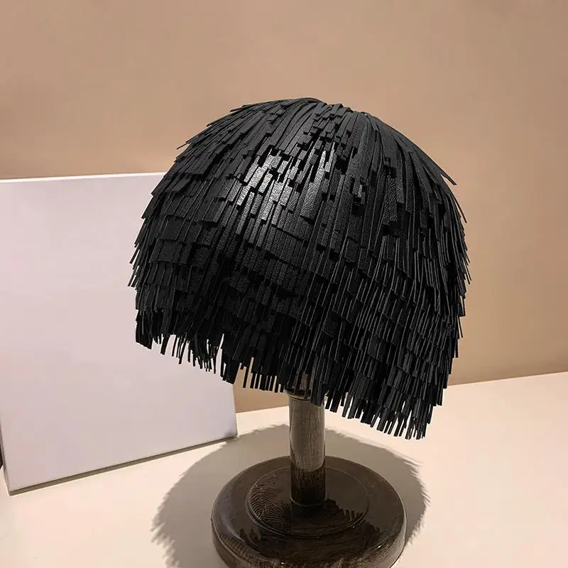

Tassel Hat For Women Spring Autumn Cool Punk Style Imitation Hair Beanie