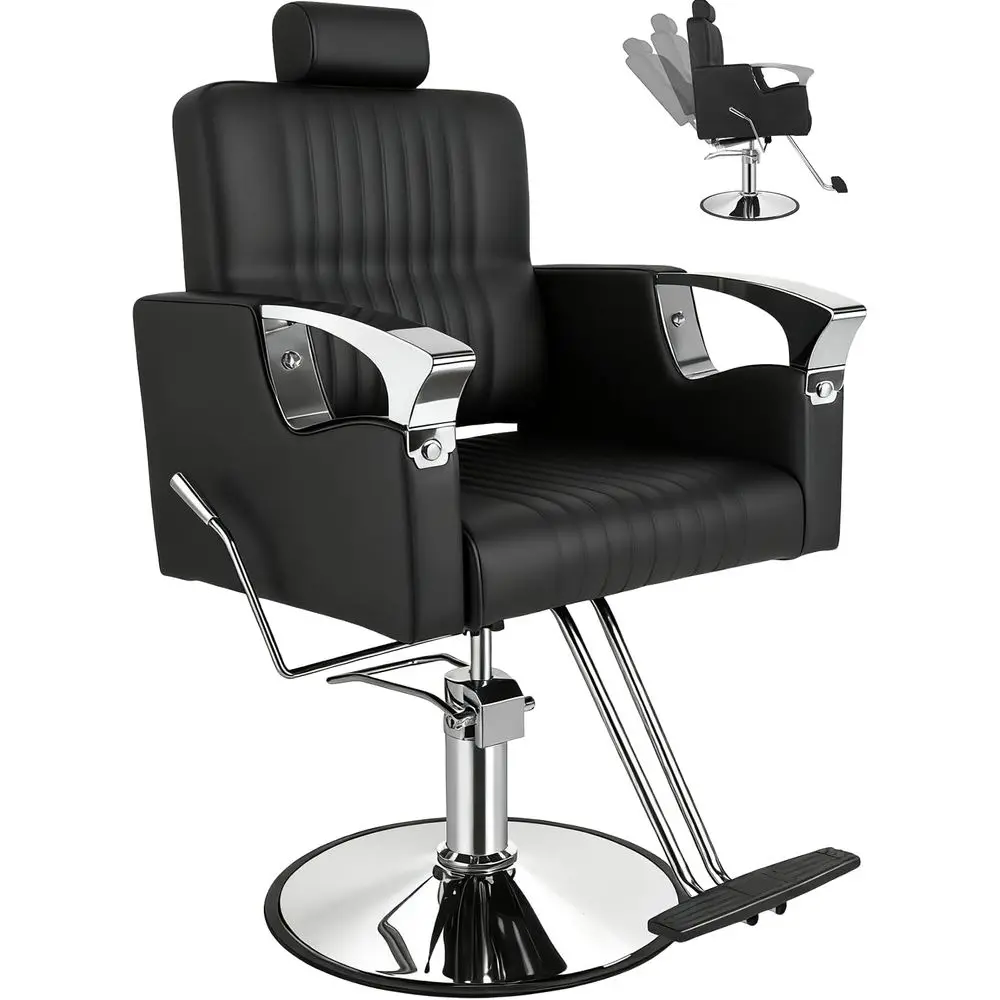 

Hydraulic Pump Reclining Barber Chair with Adjustable Rest for Salon, Spa, or Home Use