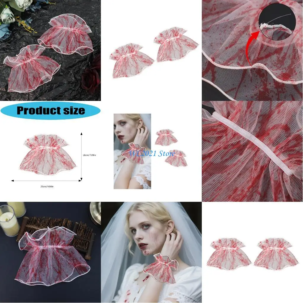 

G5GC Dark Series Wrist Cuffs Splash Blood Gloves Halloween Party Accessory For Adult