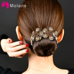 Molans Crystal Rhinestone Hair Claws for Women Flower Hair Clips Barrettes Crab Ponytail Holder Hairpins Bands Hair Accessories