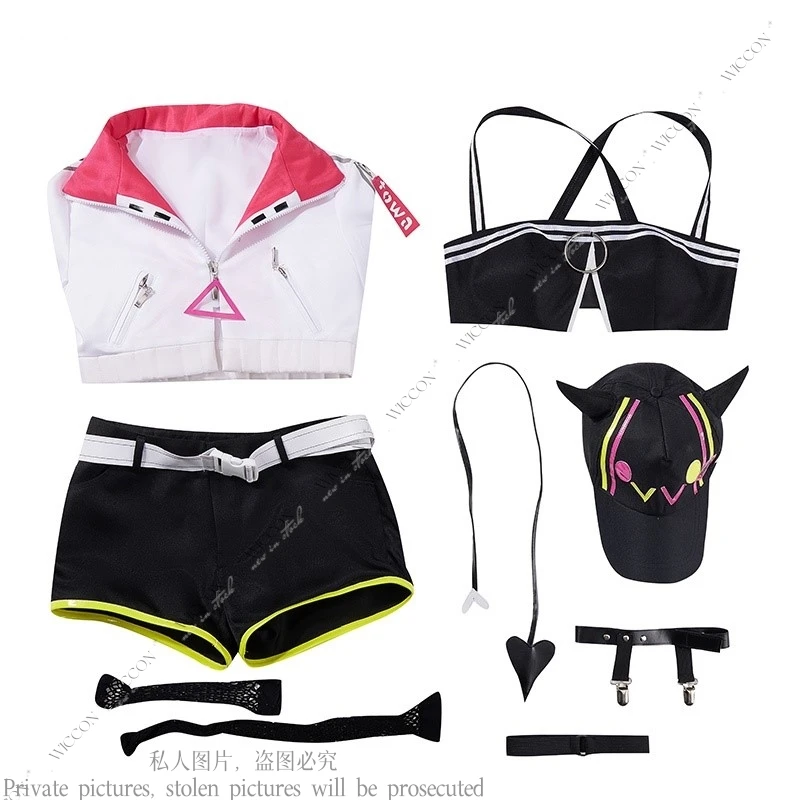 Tokoyami Towa youtber vtuber วิกผมชุดคอสเพลย์ผู้หญิงโอลีฟชุดผู้หญิงเซ็กซี่ชุดฮาโลวีนสำหรับออกงานปาร์ตี้