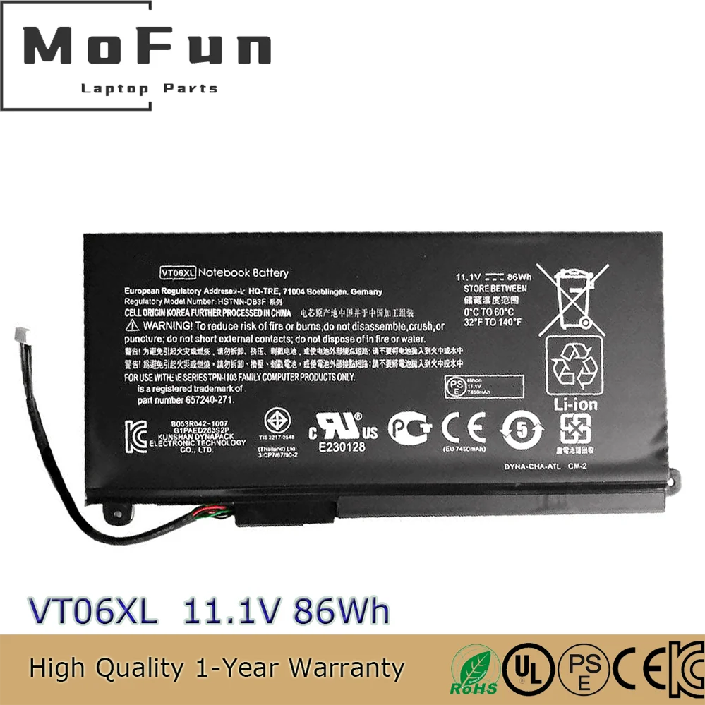 

Original VT06XL 11.1V 86Wh Laptop Battery for HP Envy 17-3000 17-3200 17t-3000 17t-3200 17-3090nr