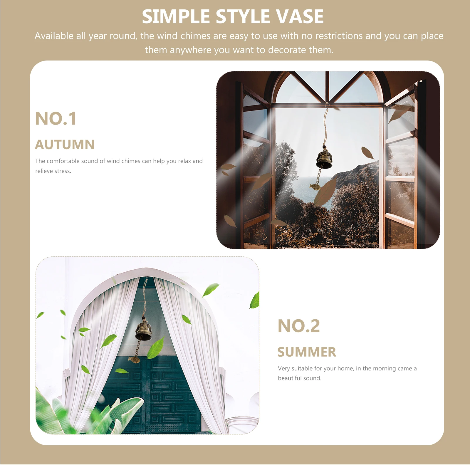 

2Pcs Elephant Wind Bell Pendant Vintage Metal Wind Chime Fengshui Hanging Wall Decoration Relaxation Stress Relief Garden Home