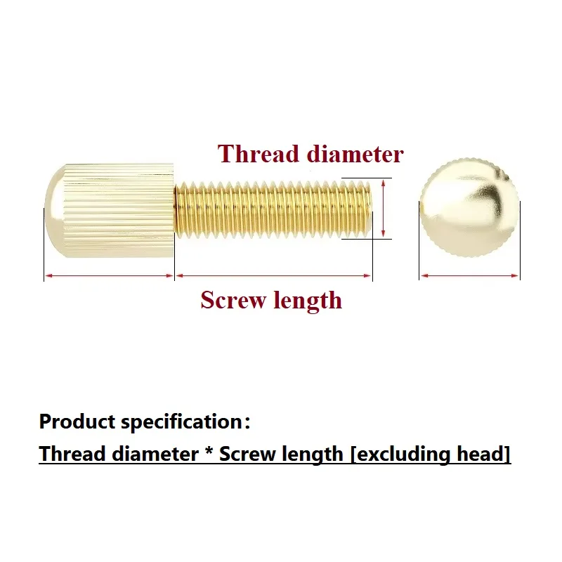 Brass M3 M4 M5 Brass Small Head Hand Screw Cylindrical Head Hand Twist Bolt