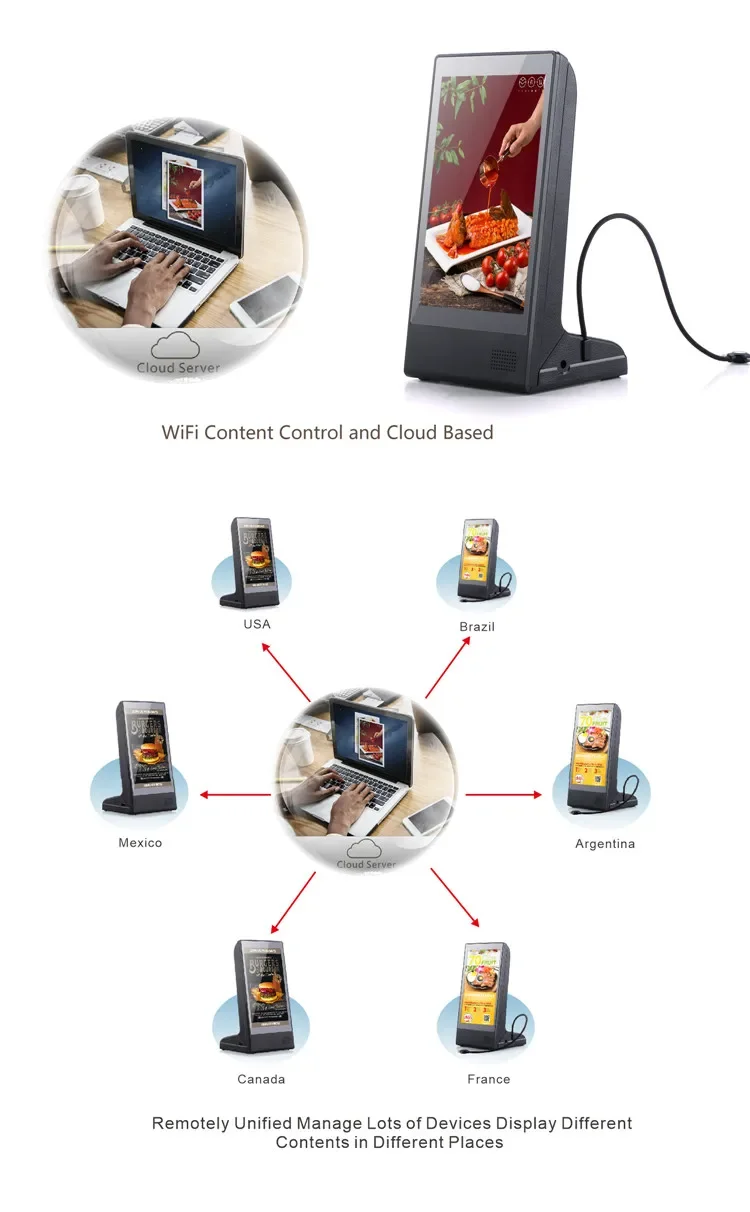 12V 2A Public 8 Inch Table Advertising and Mobile Phone Charging Station for Restaurant Commercial Charger Station